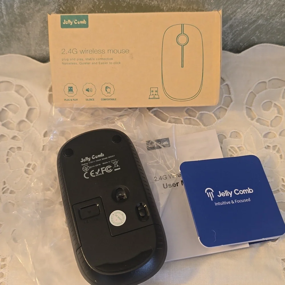 Jelly Comb Black 2.4G Wireless Mouse, Noiseless, Easier To Click New